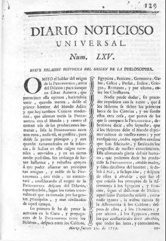 'Diario noticioso, curioso, erudito y comercial público y económico' - Número 65 - 1759 marzo 22