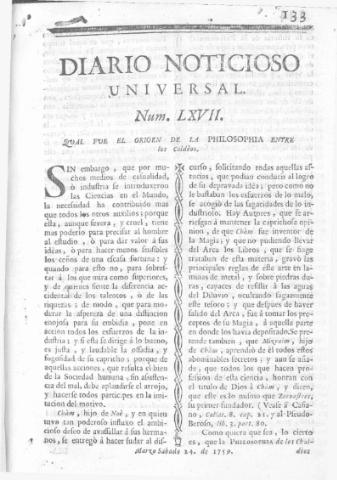 'Diario noticioso, curioso, erudito y comercial público y económico' - Número 67 - 1759 marzo 24