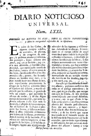 'Diario noticioso, curioso, erudito y comercial público y económico' - Número 71 - 1759 marzo 29