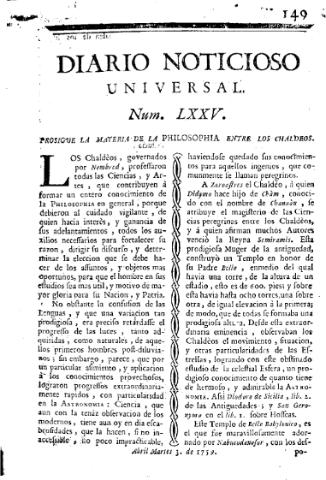 'Diario noticioso, curioso, erudito y comercial público y económico' - Número 75 - 1759 abril 3