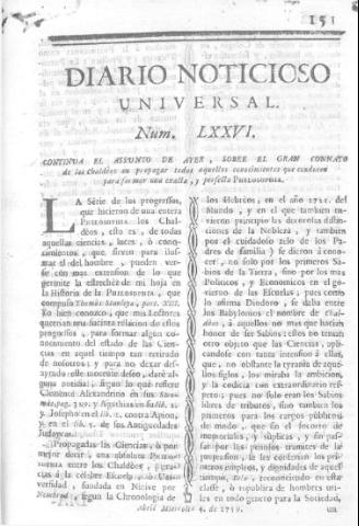 'Diario noticioso, curioso, erudito y comercial público y económico' - Número 76 - 1759 abril 4