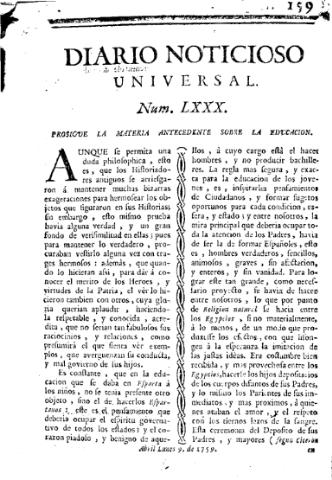 'Diario noticioso, curioso, erudito y comercial público y económico' - Número 80 - 1759 abril 9