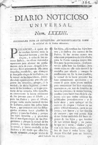 'Diario noticioso, curioso, erudito y comercial público y económico' - Número 83 - 1759 abril 14
