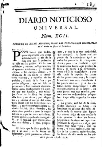 'Diario noticioso, curioso, erudito y comercial público y económico' - Número 92 - 1759 abril 26
