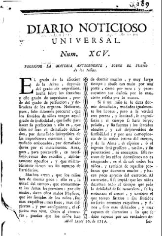 'Diario noticioso, curioso, erudito y comercial público y económico' - Número 95 - 1759 abril 30