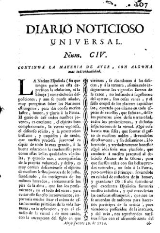 'Diario noticioso, curioso, erudito y comercial público y económico' - Número 104 - 1759 mayo 10