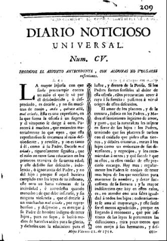 'Diario noticioso, curioso, erudito y comercial público y económico' - Número 105 - 1759 mayo 11