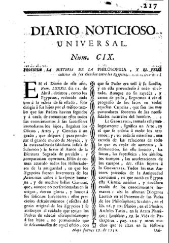 'Diario noticioso, curioso, erudito y comercial público y económico' - Número 109 - 1759 mayo 17