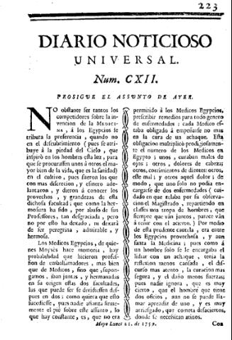 'Diario noticioso, curioso, erudito y comercial público y económico' - Número 112 - 1759 mayo 21