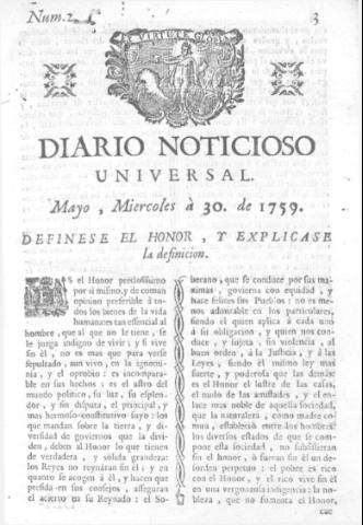 'Diario noticioso, curioso, erudito y comercial público y económico' - Número 2 - 1759 mayo 30