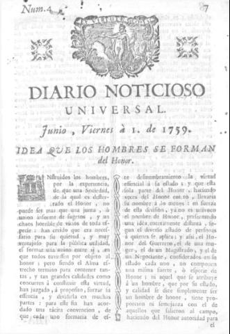 'Diario noticioso, curioso, erudito y comercial público y económico' - Número 4 - 1759 junio 1