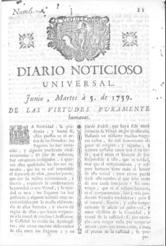 'Diario noticioso, curioso, erudito y comercial público y económico' - Número 6 - 1759 junio 5