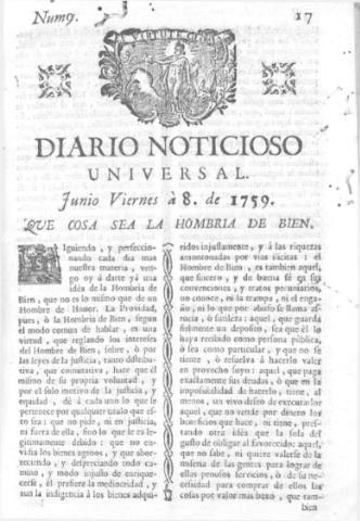 'Diario noticioso, curioso, erudito y comercial público y económico' - Número 9 - 1759 junio 8