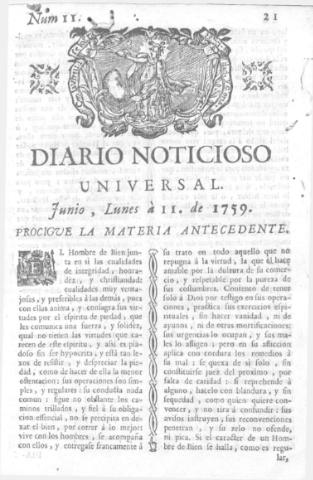 'Diario noticioso, curioso, erudito y comercial público y económico' - Número 11 - 1759 junio 11