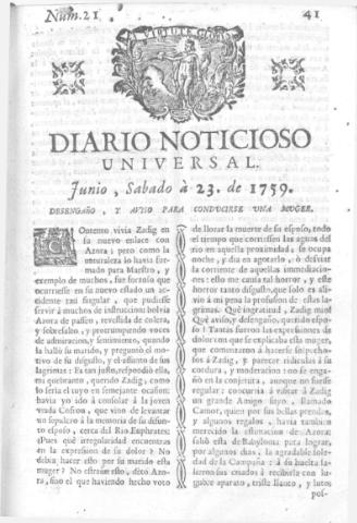 'Diario noticioso, curioso, erudito y comercial público y económico' - Número 21 - 1759 junio 23