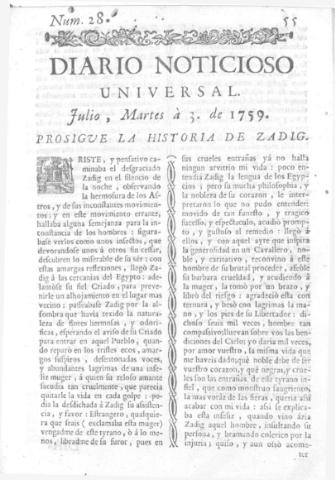 'Diario noticioso, curioso, erudito y comercial público y económico' - Número 28 - 1759 julio 3