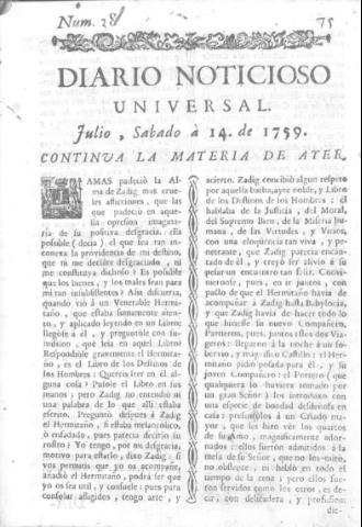 'Diario noticioso, curioso, erudito y comercial público y económico' - Número 38 - 1759 julio 14
