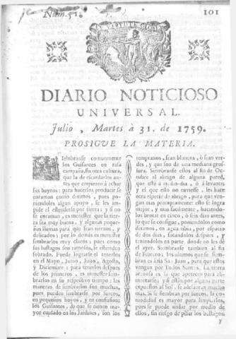 'Diario noticioso, curioso, erudito y comercial público y económico' - Número 51 - 1759 julio 31