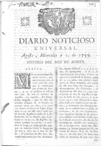 'Diario noticioso, curioso, erudito y comercial público y económico' - Número 52 - 1759 agosto 1