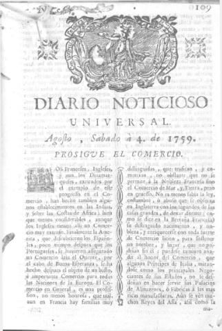 'Diario noticioso, curioso, erudito y comercial público y económico' - Número 55 - 1759 agosto 4