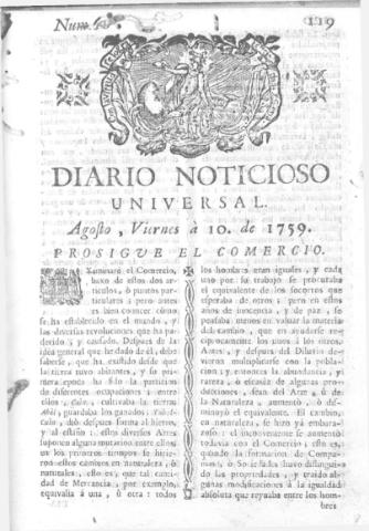 'Diario noticioso, curioso, erudito y comercial público y económico' - Número 60 - 1759 agosto 10