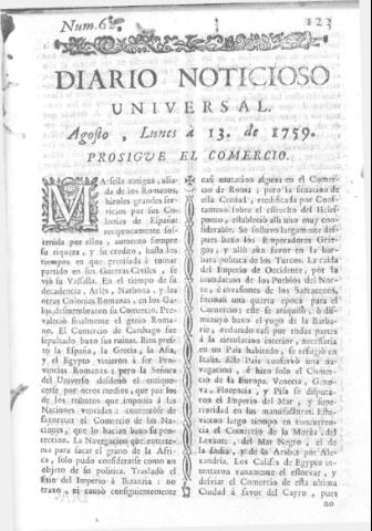 'Diario noticioso, curioso, erudito y comercial público y económico' - Número 62 - 1759 agosto 13