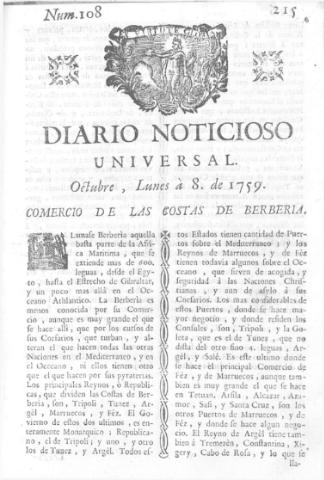 'Diario noticioso, curioso, erudito y comercial público y económico' - Número 108 - 1759 octubre 8