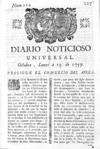 'Diario noticioso, curioso, erudito y comercial público y económico' - Número 114 - 1759 octubre 15