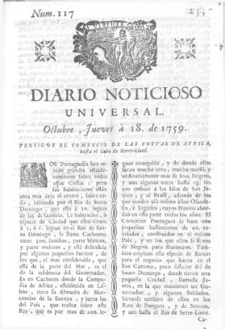 'Diario noticioso, curioso, erudito y comercial público y económico' - Número 117 - 1759 octubre 18