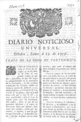 'Diario noticioso, curioso, erudito y comercial público y económico' - Número 126 - 1759 octubre 29