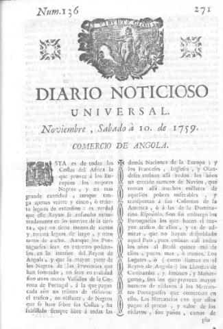 'Diario noticioso, curioso, erudito y comercial público y económico' - Número 136 - 1759 noviembre 10