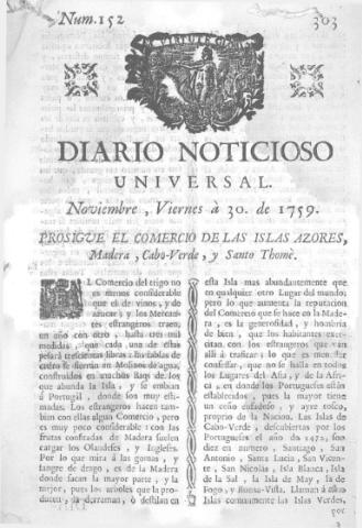 'Diario noticioso, curioso, erudito y comercial público y económico' - Número 152 - 1759 noviembre 30