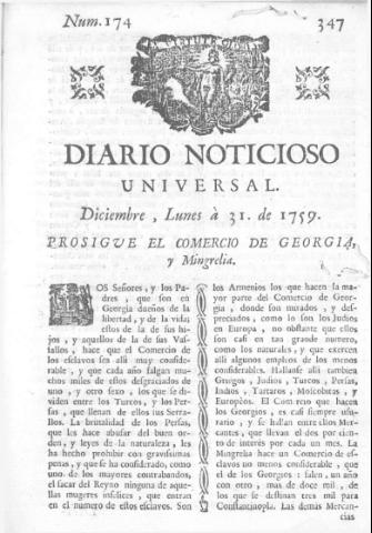 'Diario noticioso, curioso, erudito y comercial público y económico' - Número 174 - 1759 diciembre 31