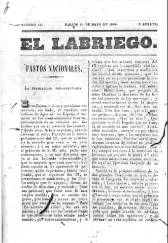 'El Labriego.' - Número 13 - 16 mayo 1840