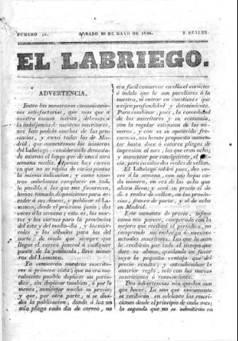 'El Labriego.' - Número 15 - 30 mayo 1840