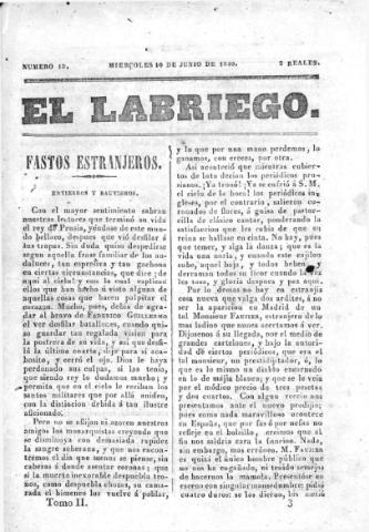 'El Labriego.' - Número 18 - 10 junio 1840