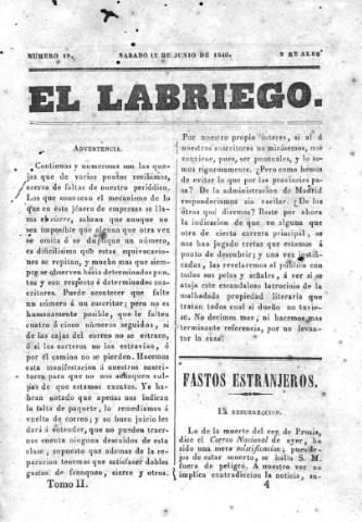 'El Labriego.' - Número 19 - 12 junio 1840