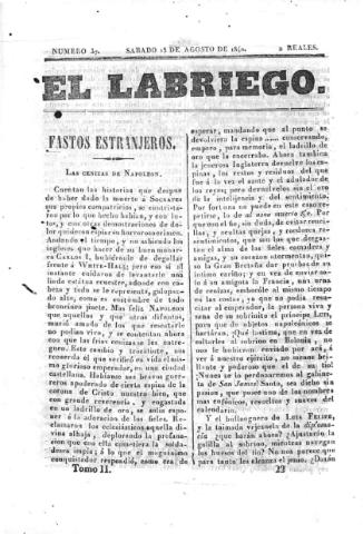 'El Labriego.' - Número 37 - 15 agosto 1840