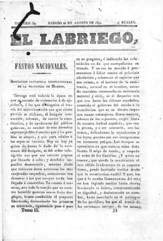 'El Labriego.' - Número 39 - 22 agosto 1840