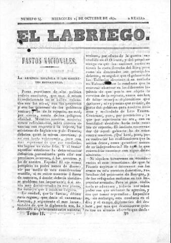 'El Labriego.' - Número 54 - 14 octubre 1840