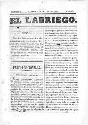 'El Labriego.' - Número 55 - 17 octubre 1840