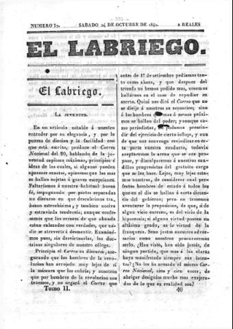 'El Labriego.' - Número 57 - 24 octubre 1840