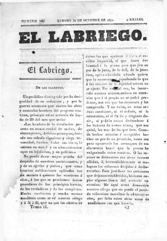 'El Labriego.' - Número 59 - 31 octubre 1840