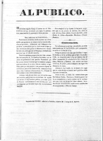 'El Globo' - Número 11 - 1840 octubre 26