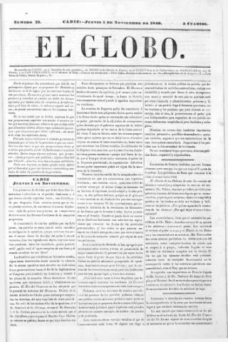 'El Globo' - Número 21 - 1840 noviembre 5