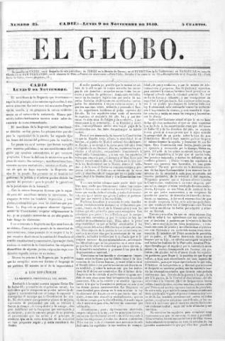 'El Globo' - Número 25 - 1840 noviembre 9