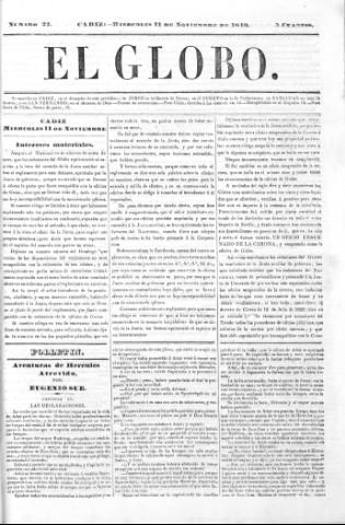 'El Globo' - Número 27 - 1840 noviembre 11