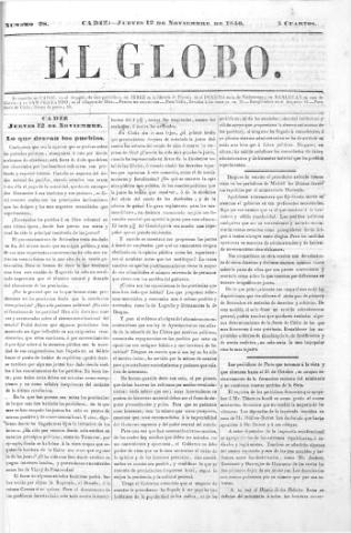 'El Globo' - Número 28 - 1840 noviembre 12