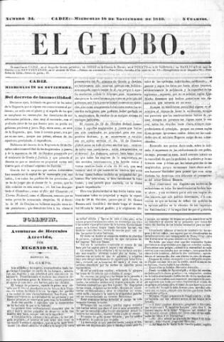 'El Globo' - Número 34 - 1840 noviembre 18