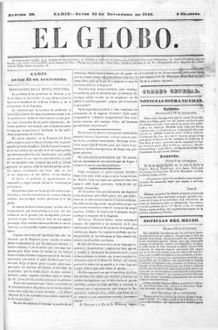 'El Globo' - Número 39 - 1840 noviembre 23